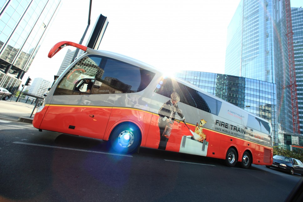 Formation incendie en unité mobile avec le Safety Bus