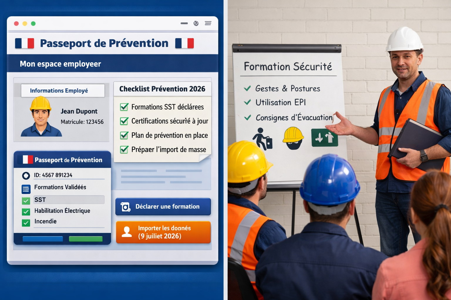 Passeport de prévention employeur : interface de suivi des formations SST et checklist 2026