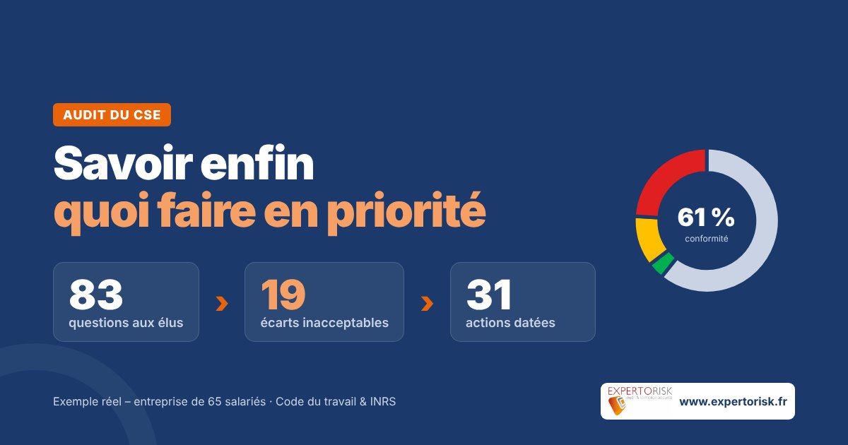 Audit du CSE : 83 questions aux élus, 19 écarts inacceptables et 31 actions datées